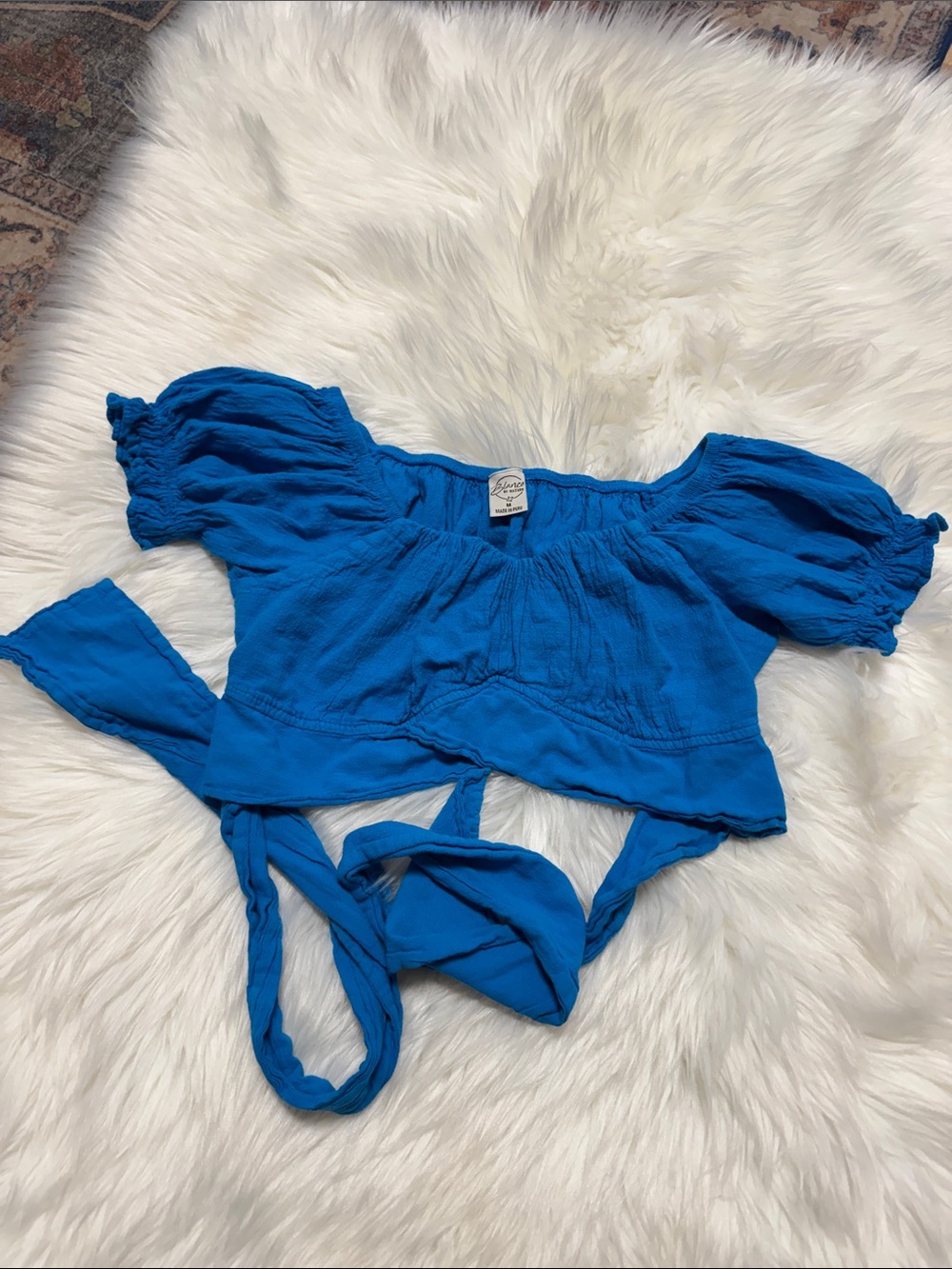 Blanco by Nature Blue Lola Top Women's Crop Top with Tie-Back Detail Medium